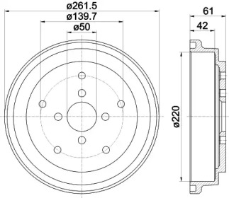 HELLA PAGID 8dt355302981 -  Тормозной барабан